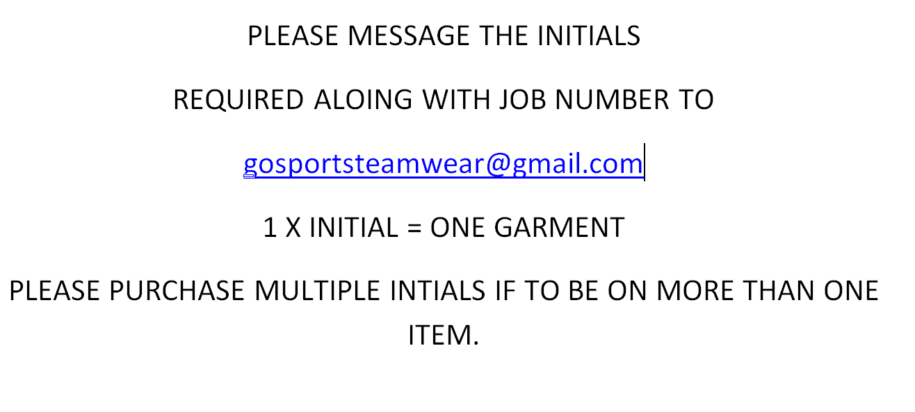 INITIALS ON GARMENTS