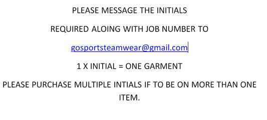 INITIALS ON GARMENTS